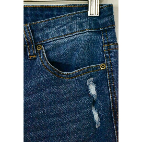 Harper Heritage Mid Rise Destructed Skinny Jeans Raw Hem Size 28 Medium Wash - Picture 9 of 14